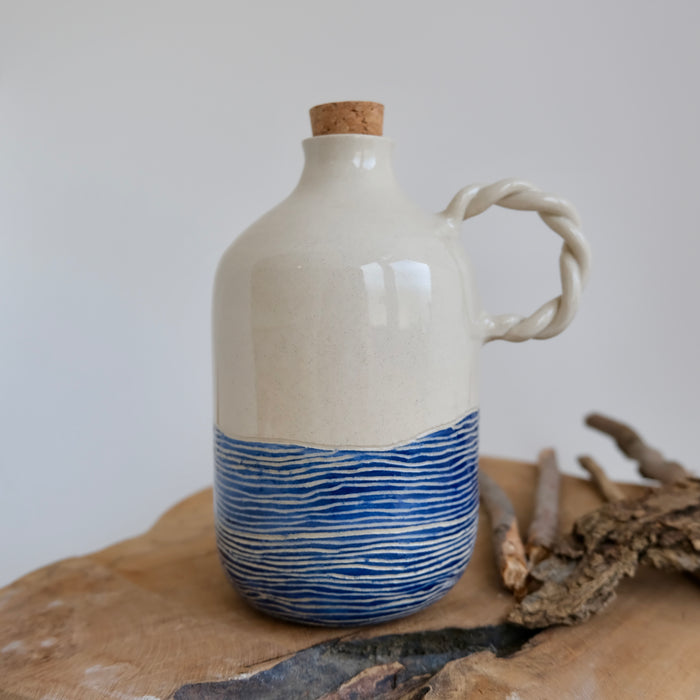 Deep blue oil bottle